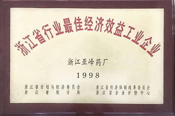 1998年省最佳經(jīng)濟效益工業(yè)企業(yè)