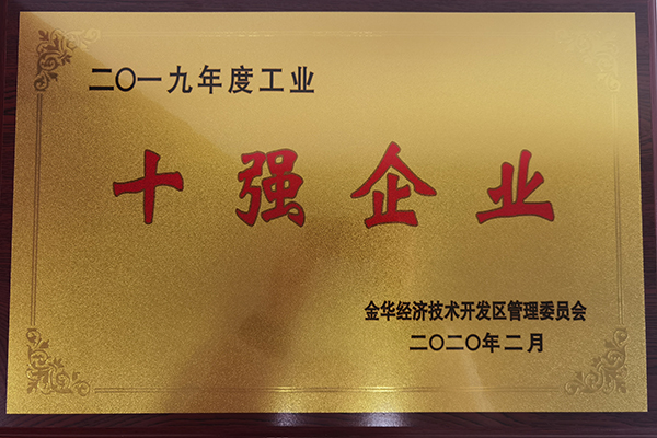 2019年度工業(yè)企業(yè)十強企業(yè)